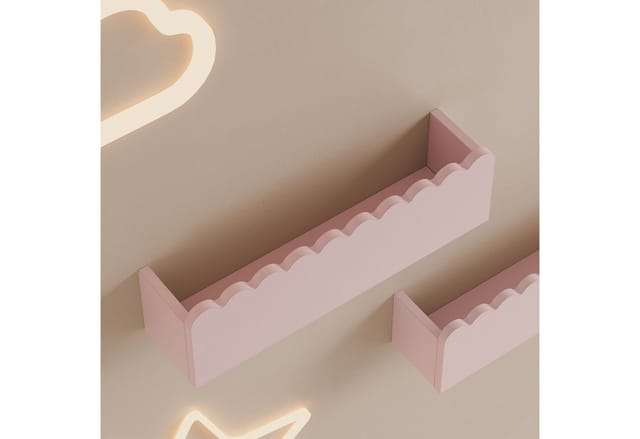 Kinder-Wandregal 2er Set Vestnes 40x10x10 cm Cotton Candy [en.casa]