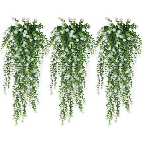 Set Mit 3 Künstlichen Hängeblumen – Uv-beständige Pflanzen, Geeignet Für Die Innen- Und Außendekoration