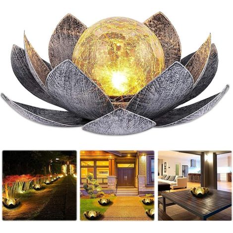 Solar-gartenlampe Mit Lotusblumenmuster Und Warmweißem Licht, Wasserdicht (ip44) Für Terrasse, Hof, Rasen Und Balkon.