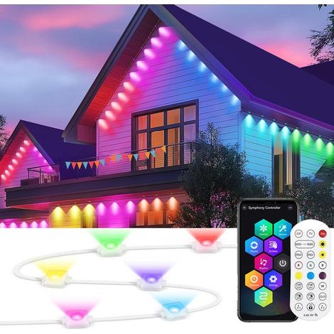 Rosnek Permanente Lichterkette Für Den Außenbereich, Wasserdichte Rgbicw-lichterkette Für Die Decke, Mit Szenenmodus, Geeignet Für Partys, 15 Meter, 30 Led-perlen.