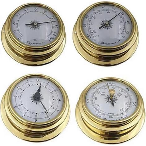 4-teiliges Messing-set Bestehend Aus Barometer, Thermometer Und Hygrometer, Geeignet Für Den Einsatz Auf See - Wandmontage [yde]