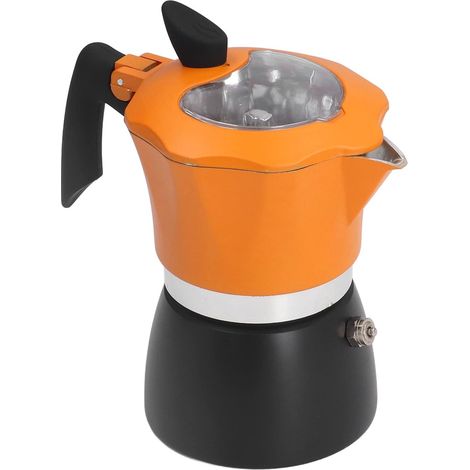 Italienische Moka-kaffeemaschine – Fassungsvermögen 1 Tasse (150 Ml/5 Oz), Glasdeckel Und Aluminiumgehäuse, Geeignet Für Zuhause, Büro, Camping Und Reisen.