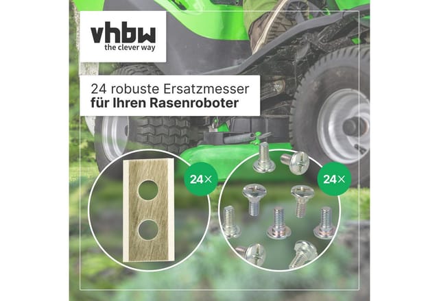 vhbw 24x Ersatz-Messer kompatibel mit Mammotion Luba Mini Rasenmäher - Ersatzklinge Silber Gold, Stahl (Titanbeschichtung)