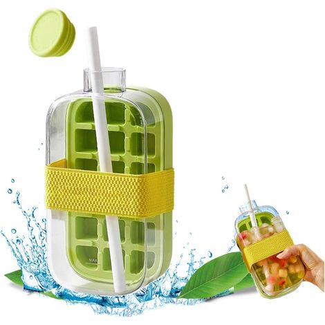 2-in-1 Eiswasserflasche Mit Saugnapf – Leicht Zusammendrückbare Eisflasche Mit Auslaufsicherem Deckel, Vertikaler Eiswürfelbereiter, Geeignet Für Kühlschrank, Reisen, Fitnessstudio Und Mehr.