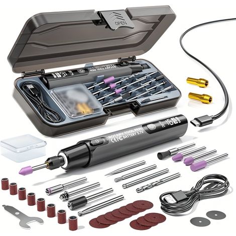 40-in-1 Mini-elektrobohrmaschine Mit 6-gang-drehfunktion, Lcd-bildschirm Und 40 Mitgelieferten Bohrern.