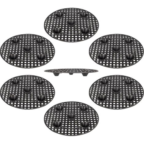 Set Mit 6 Pflanzenständern/topferhöhungen, Stabile 30 Cm/12 Zoll Stützen, Schwarze Runde Töpfe - Fs4 -