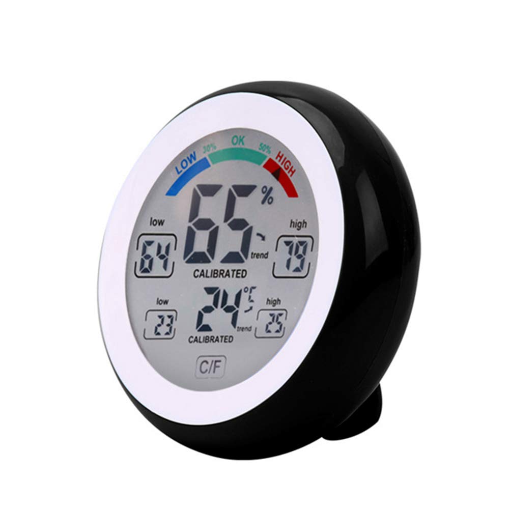 Kabelloses Innen-/außenthermometer Mit Hygrometer, Runder Lcd-touchscreen, Wetterstation, Ud02 Schwarz