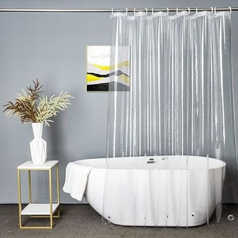 Extra Langer Und Transparenter Duschvorhang, 180 X 200 Cm, Transparent.