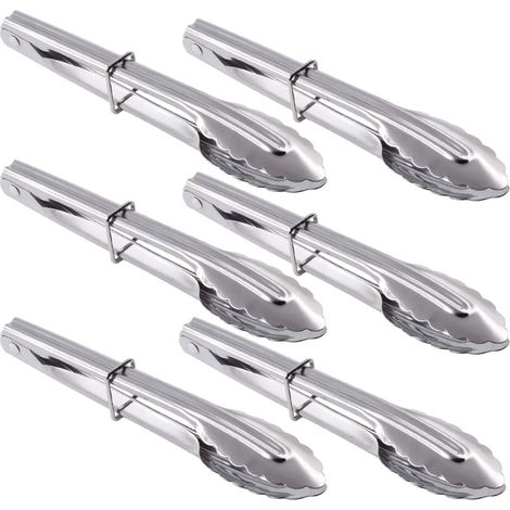Speisezangen – Edelstahl – 17,8 Cm – Für Vorspeisen, Desserts, Salate, Grillgerichte – 6er-set