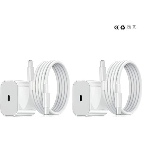 Ladegerät – 20-w-usb-c-schnellladegerät – Adapter + 2 M Datenkabel (weiß, 2er-pack, Usb-c, 2er-pack)