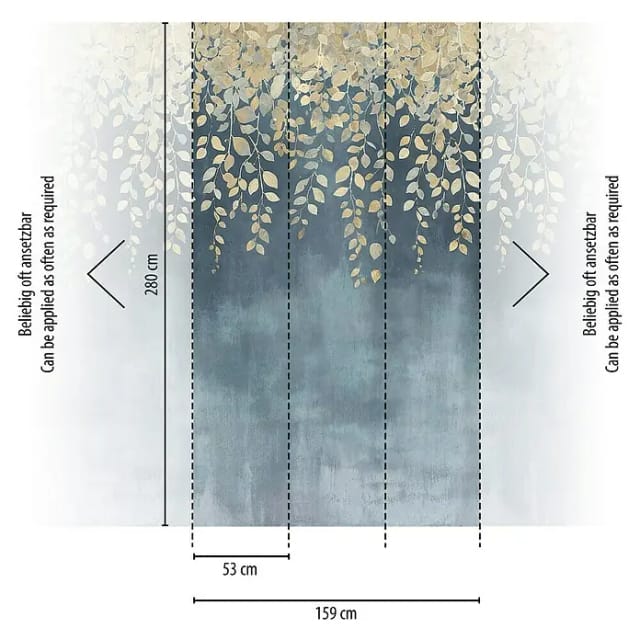 A.S. Creation Fototapete 8.80 x 0.53 m Livingwalls Florale Tapete Blau 791442 Natur CosmoLiving by Cosmopolitan