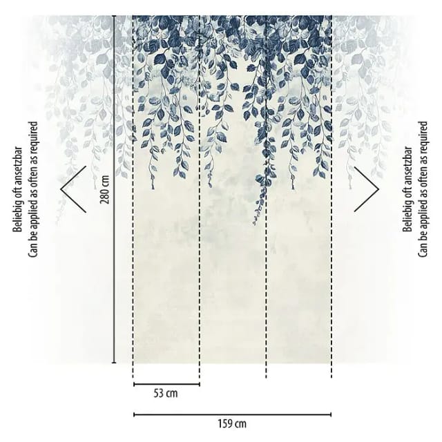 A.S. Creation Fototapete 8.80 x 0.53 m Livingwalls Florale Tapete Blau 791445 Natur CosmoLiving by Cosmopolitan