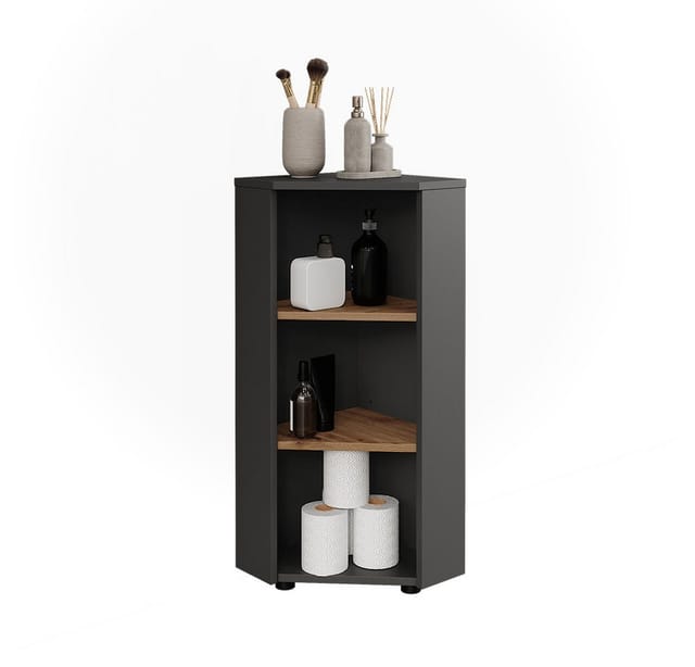 Eckmidischrank Irma, Anthrazit/Artisan, 33 x 81 cm 3 Ablagefächer, Vicco