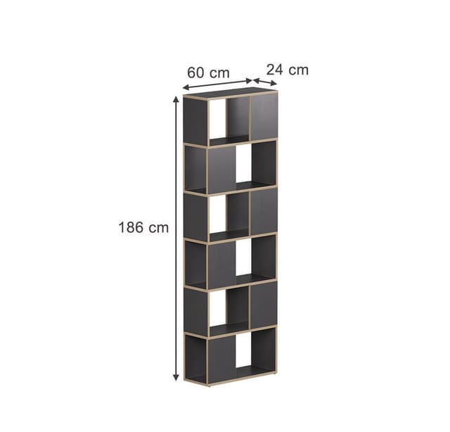 Raumteiler Eneos, Anthrazit/Eiche, 60 x 186 cm, Vicco