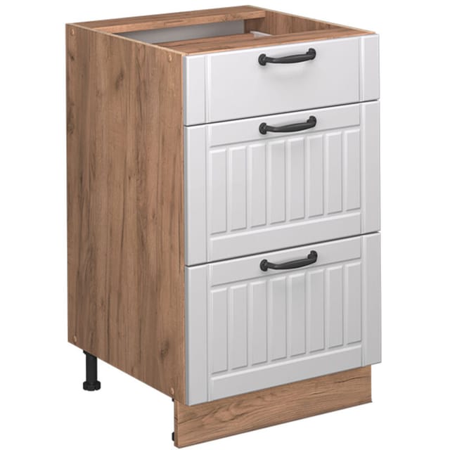 Küchenunterschrank Fame-Line, Weiß Landhaus, 50 cm ohne Arbeitsplatte, Vicco