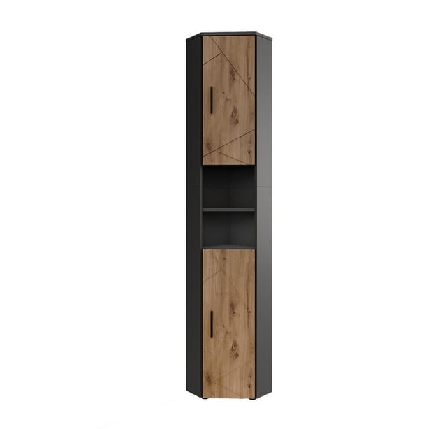 Hochschrank Irma, Anthrazit/Artisan, 33 x 192 cm mit 2 Türen, Vicco