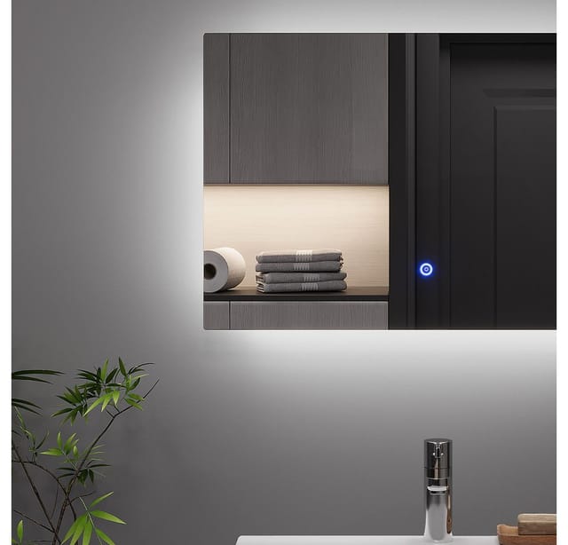 Badezimmerspiegel Miral, Glas, 40 x 60 cm mit Backlight Beleuchtung, Vicco