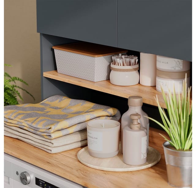 Waschmaschinenschrank Viktor, Anthrazit/Goldkraft Eiche, 93.6 x 88.2 cm 2 Teile mit Regal, Vicco