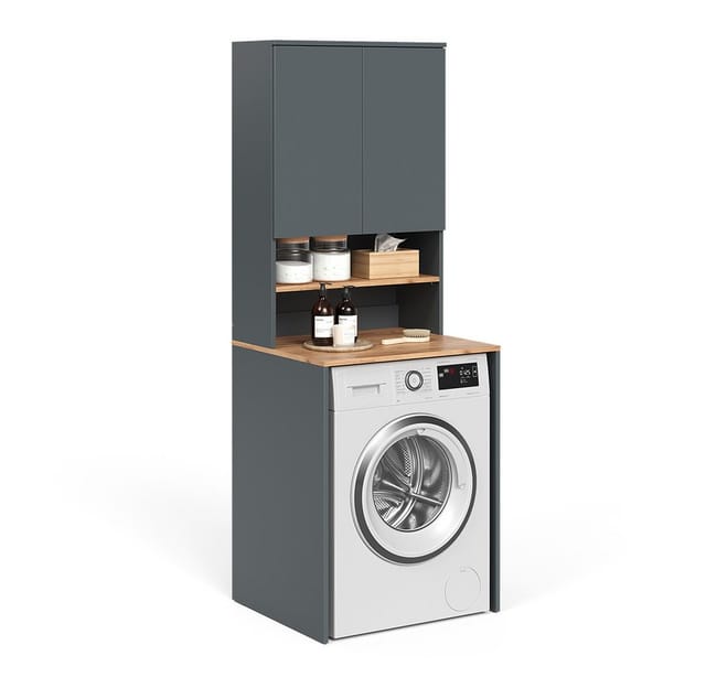 Waschmaschinenschrank Viktor, Anthrazit/Goldkraft Eiche, 68 x 88.2 cm 2 Teile mit Regal, Vicco