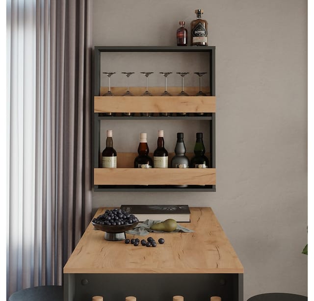 Weinglasregal Repose, Goldkraft Eiche/Anthrazit, 60 x 72 cm, Vicco