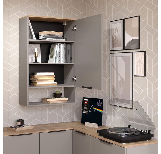 Hängeschrank Wido, Greige, 60 x 100 cm mit Tür, Vicco