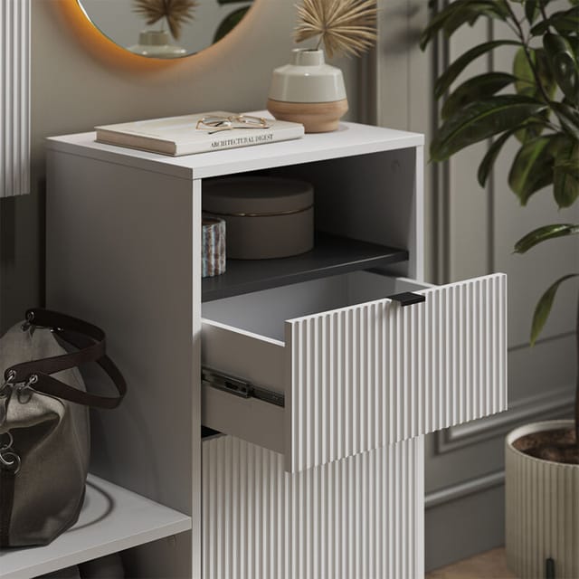 Schuhschrank Eliza, Weiß, 100 x 98.5 cm mit Tür und Schublade, Vicco