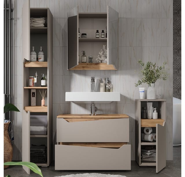 Badmöbel-Set Marelle, Greige/Artisan, 4 Teile, Vicco