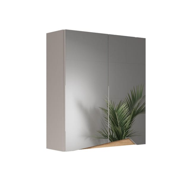 Spiegelschrank Marelle, Greige/Artisan-Eiche, 60 x 67 cm mit höhenverstellbarem Einlegeboden, Vicco