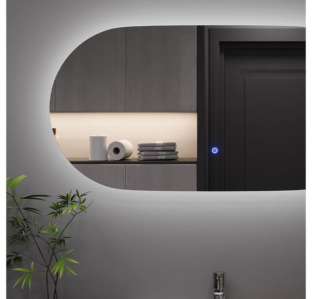 Badezimmerspiegel Miral, Glas, 50 x 100 cm mit Backlight Beleuchtung, Vicco