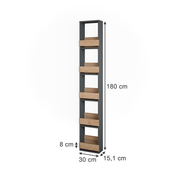 Weinglasregal Repose, Goldkraft Eiche/Anthrazit, 30 x 180 cm, Vicco