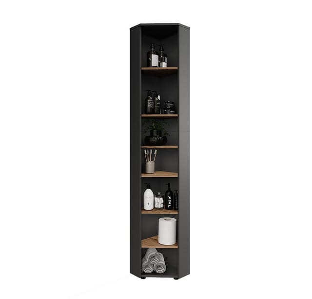 Eckhochschrank Irma, Anthrazit/Artisan, 33 x 192 cm 7 Fächer, Vicco