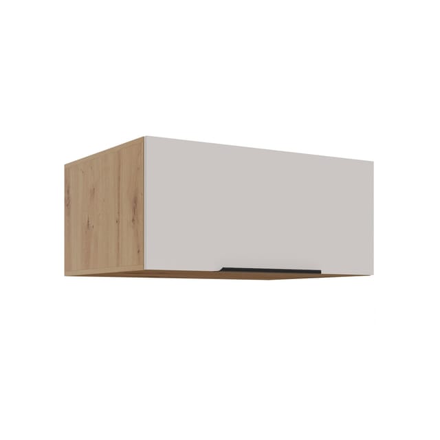 Aufsatzschrank Hochschrank 80 cm Küche SOLANO Kaschmir beige + Eiche Artisan matt Küchenzeile Küchenblock