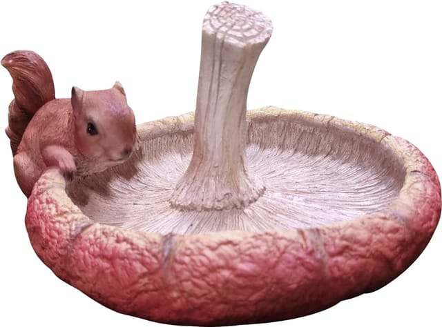 Dekofigur Eichhörnchen Tränke 24 cm rot weiß Gartenfigur
