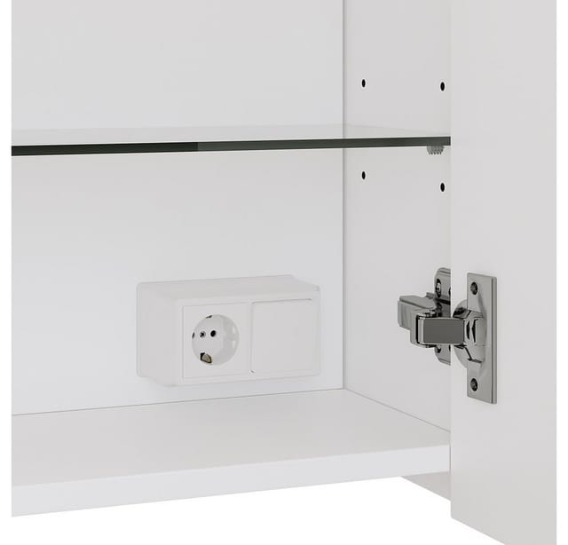 Badspiegelschrank Lavio, Weiß, 100 x 60 cm mit 3 Türen und LED-Beleuchtung, Vicco