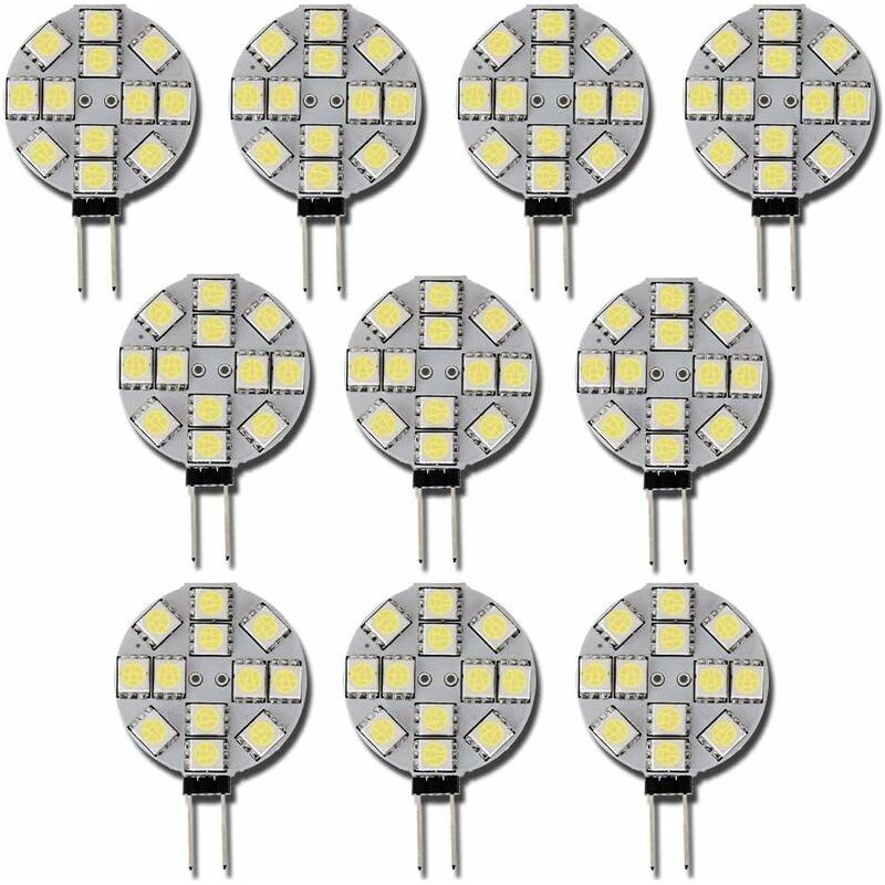 Packung Mit 10 G4 12v Dc Led-lampen, Nicht Dimmbar, 6000k Weiß, Als Ersatz Für 20w Halogenlampen Für Küche, Wohnmobil, Wohnwagen, Anhänger Oder Boot.