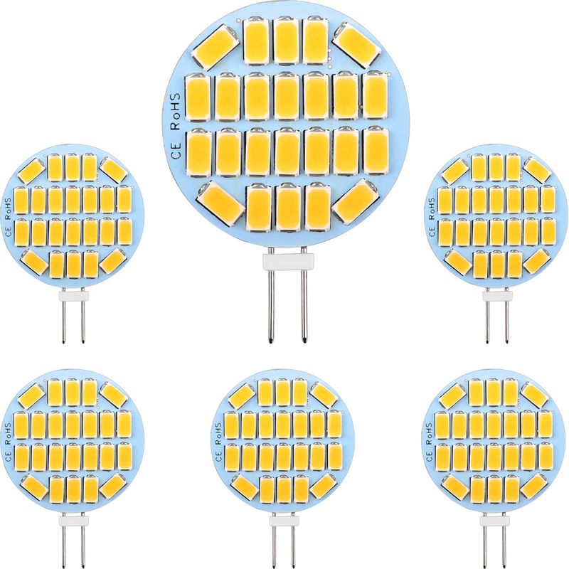 G4 3w Led-lampe, Ac/dc 12–24 V, 600 Lm, Warmweiß (3000 K), 24 Smd 5730 Leds, Entspricht Einer 30w Halogenlampe, Nicht Dimmbar, Runde G4 Led-lampe Für Schrankbeleuchtung, 6er-pack