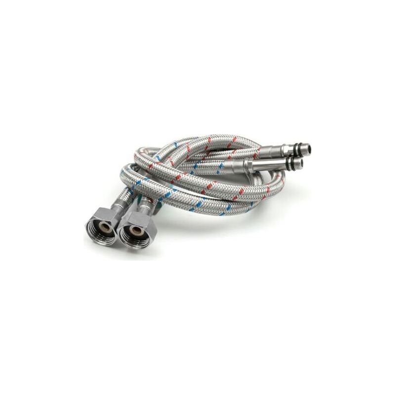 Set Mit 2 Flexiblen Schläuchen – M10 X 1/2" – Länge 600 Mm – Geflochtener Edelstahl 304 – 10 Bar Druck – Für Küchen-/spülbeckenarmaturen