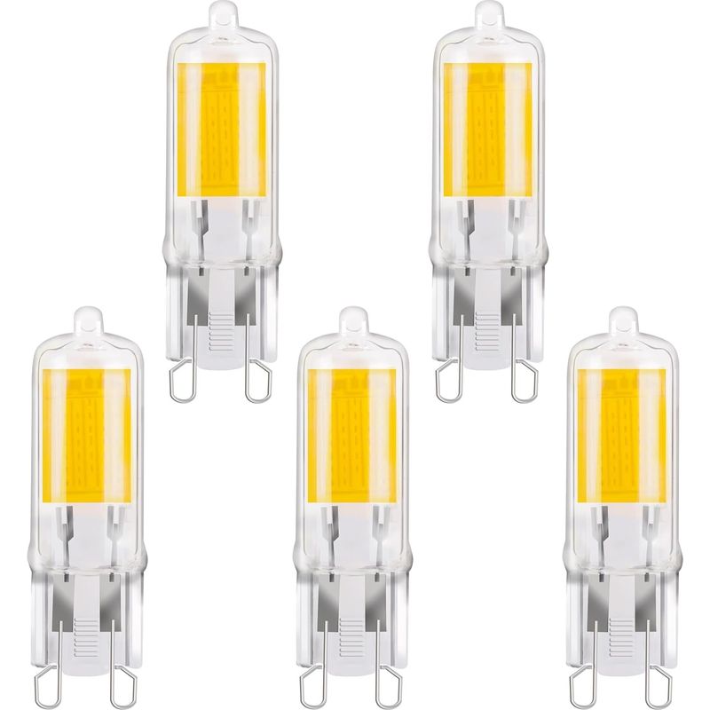 G9 2w Led-lampe, Warmweiß 3000k Cob-led, 250lm, Entspricht Einer 25w G9-halogenlampe, G9 Kapseltyp Jc Led-lampe, Nicht Dimmbar, 5er-pack [energieklasse E]