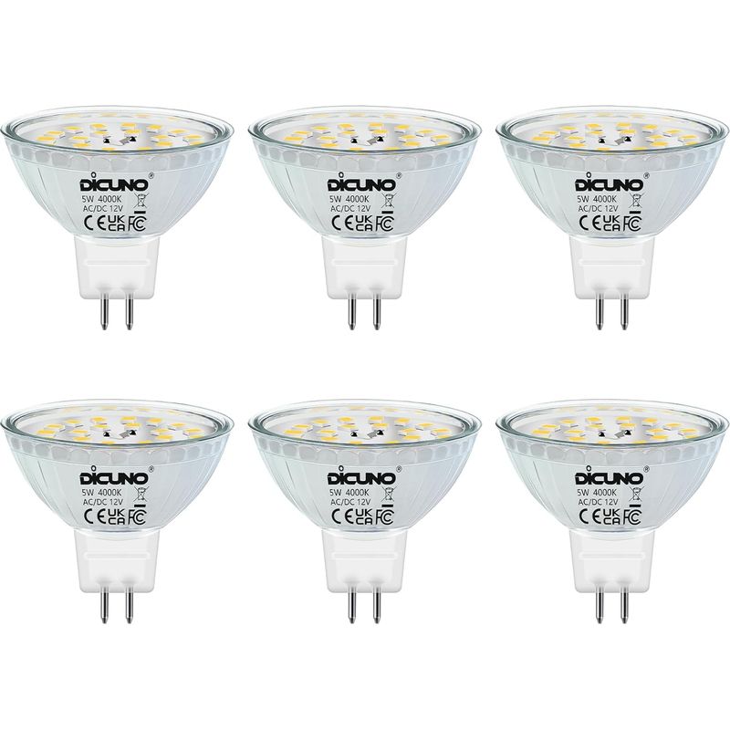 Gu5.3 Mr16 5w Led-lampe, 220v, Neutralweiß 4000k, Nicht Dimmbar Gu5.3 12v Led-strahler, Entspricht 50w Halogen, 500lm, 6er-pack