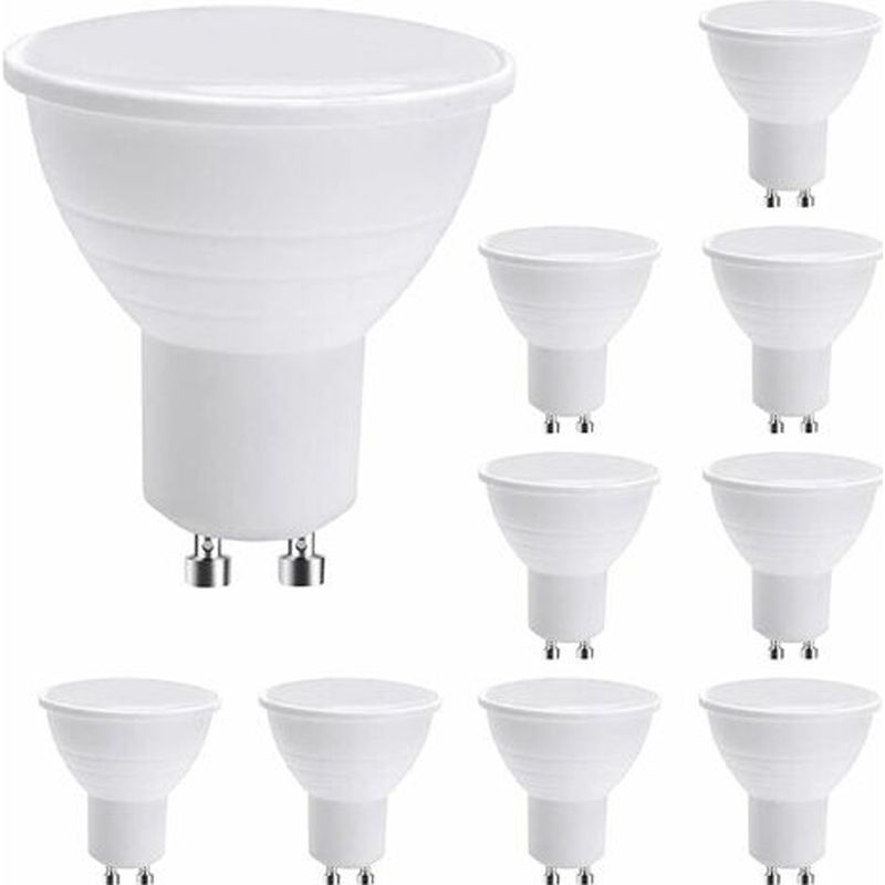 [lcs] Packung Mit 10 Gu10 Led-lampen, 7w Kaltweiß (entspricht 50w Halogen), Energiesparlampe, 600 Lm 120° Abstrahlwinkel, Nicht Dimmbar.