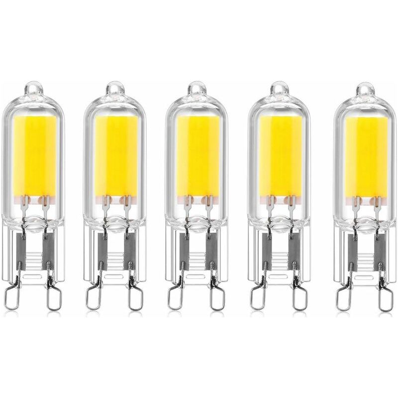 Packung Mit 5 G9 2w 200 Lumen Warmweißen 3000k Led-lampen, Kompatibel Mit 10w-20w Halogenlampen, Energieklasse A++ Für Kronleuchter, Schreibtischlampen Und Wandleuchten.