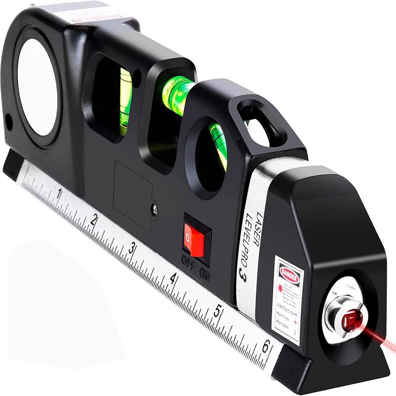 Multifunktionales 4-in-1-laser-nivelliergerät: Wasserwaage, Maßband, Standard-maßband, Metrisches Lineal (2,4 Meter)