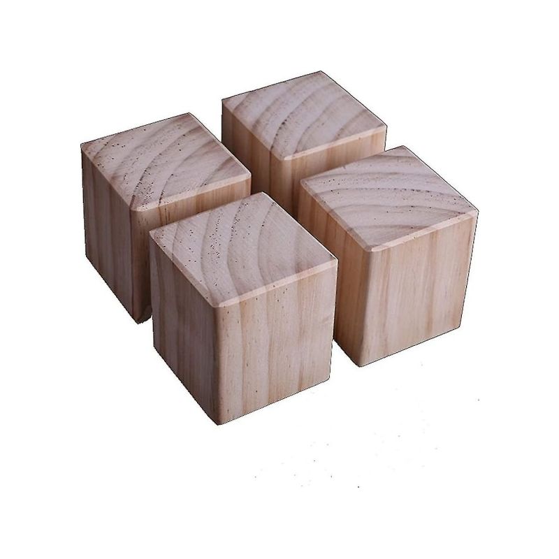 Set Mit 4 Möbelfüßen Aus Holz, Möbelerhöhungen, Bettstützen 5x5x8cm