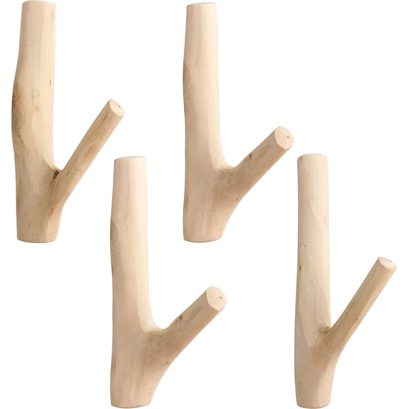 (breite 2-3 Cm) 4 Haken Aus Naturholz, Dekorative Zylindrische Haken Für Kleidung, Wandhaken, Holzhaken Zum Aufhängen Von Mänteln, Hüten, Taschen Usw.