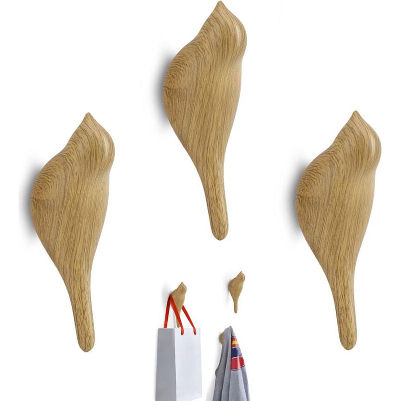 Haken Mit Vogelmotiv Aus Holz – 3er-set, Wandhaken Aus Kunstharz Und Holz Für Jacken, Handtücher, Hüte, Taschen – Multifunktionale Wohnaccessoires