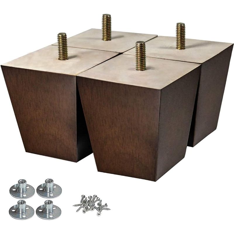 10 Cm (4 Zoll) Hohe Möbelfüße Aus Holz Für Sofas, 4er-set, Quadratische Sofafüße – Perfekt
