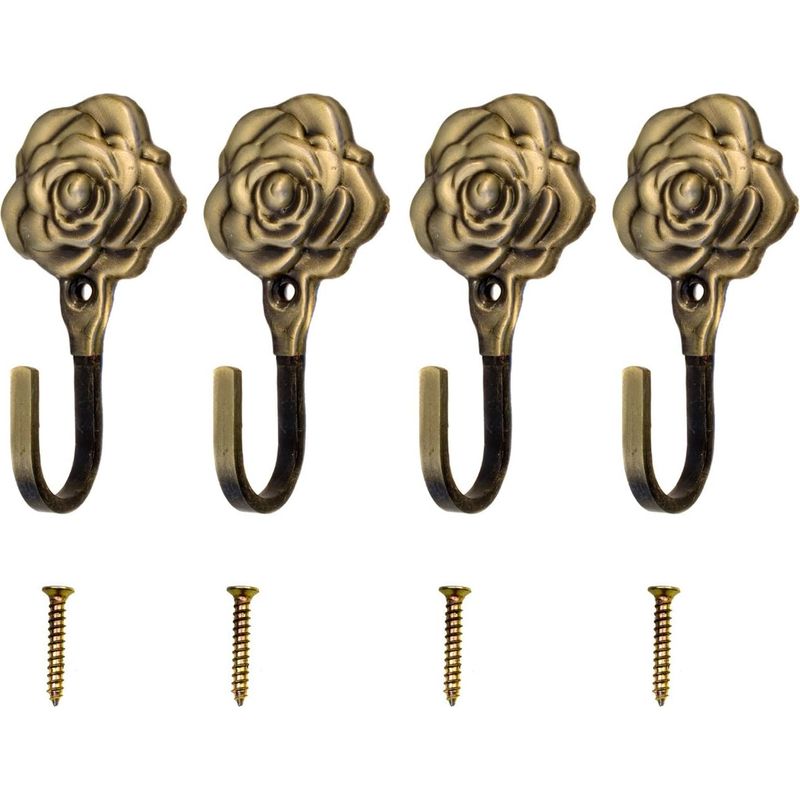 Set Mit 4 Antiken Schmiedeeisenhaken – Vintage-stil – 92 Mm – Patina