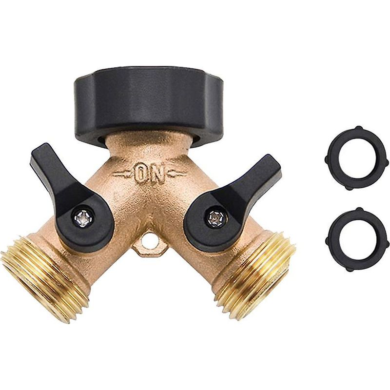 Zweiwege-gartenhahn Aus Messing, 3/4"-y-anschluss (innengewinde), Bewässerungsventil, Wasserverteiler, Schnellkupplung Für Gartenschlauch