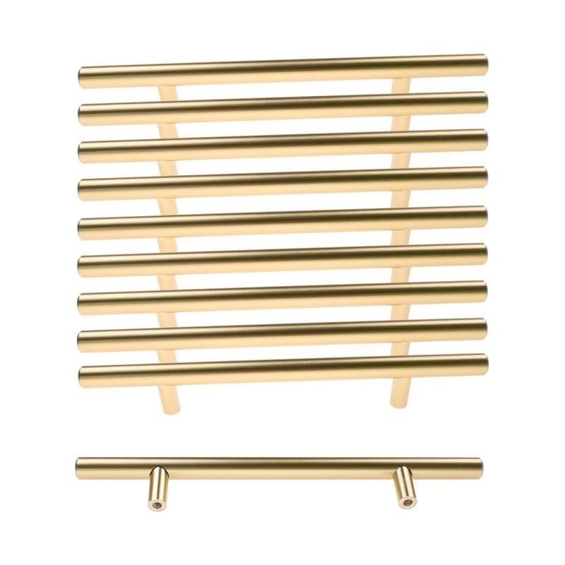 Oomom Set Mit 10 Küchentürgriffen, 128 Mm Mittenabstand, Für Schranktüren, Schubladen Und Schlafzimmermöbel, Gebürstete Goldoberfläche, Schlichter Nordischer Stil.
