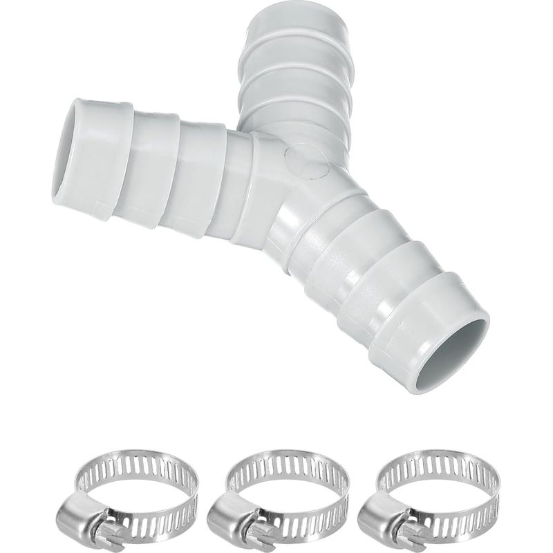 Y-verbinder Für Waschmaschinenschlauch, Adapter Für Geschirrspüler-ablaufschlauch, Dreiwege-kunststoffverbinder Mit 3 Schlauchschellen Für Badezimmerbalkone